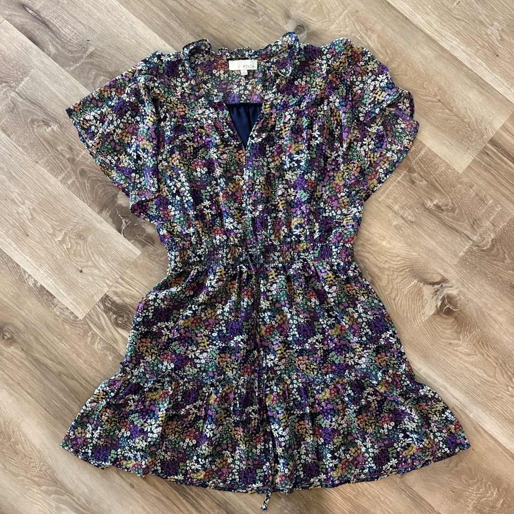 Pinch Floral Dress Size Large Sinch Waist Short Sleeve Ruffle Mini‎